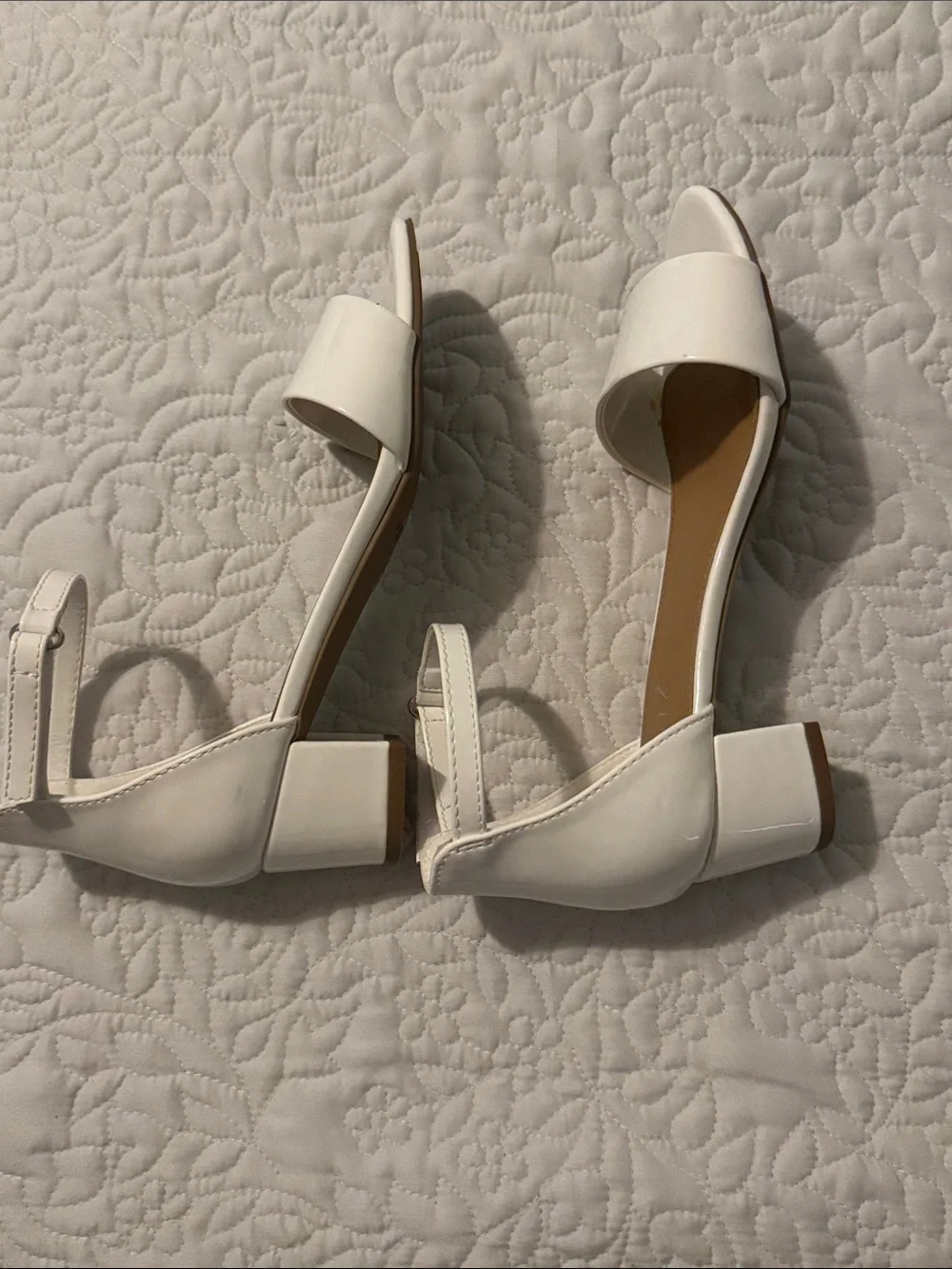 Girls' White Ankle-Strap Dress Heels